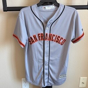 San Francisco Giants Youth Majestic Gray Baseball Jersey with Orange Accents